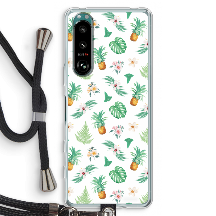 Ananas bladeren: Sony Xperia 5 III Transparant Hoesje met koord