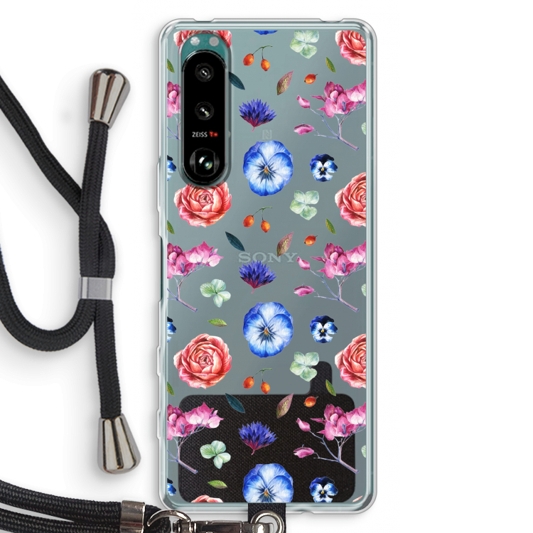 Bloemetjes: Sony Xperia 5 III Transparant Hoesje met koord