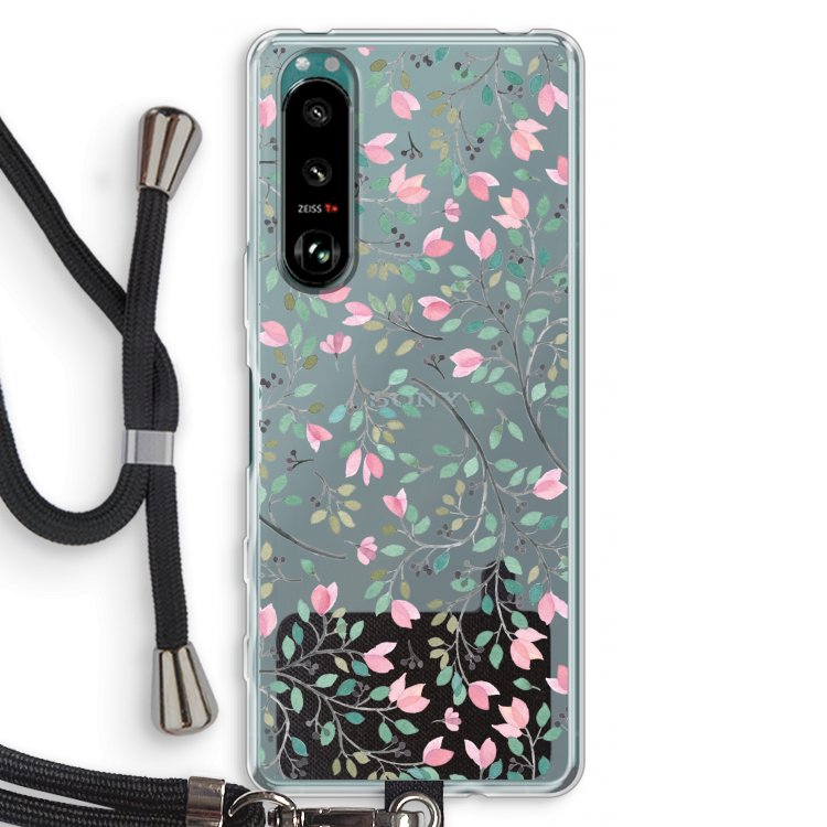 Sierlijke bloemen: Sony Xperia 5 III Transparant Hoesje met koord