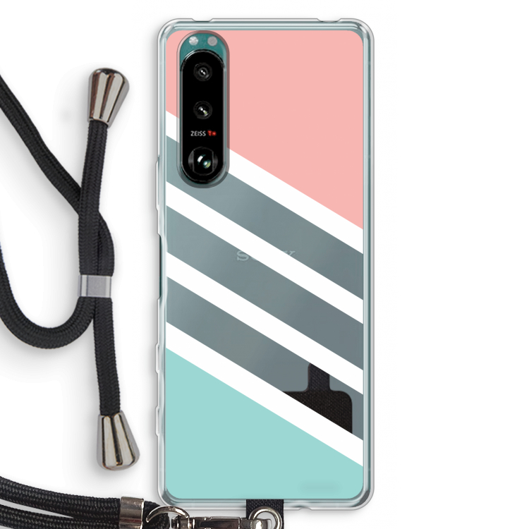Strepen pastel: Sony Xperia 5 III Transparant Hoesje met koord