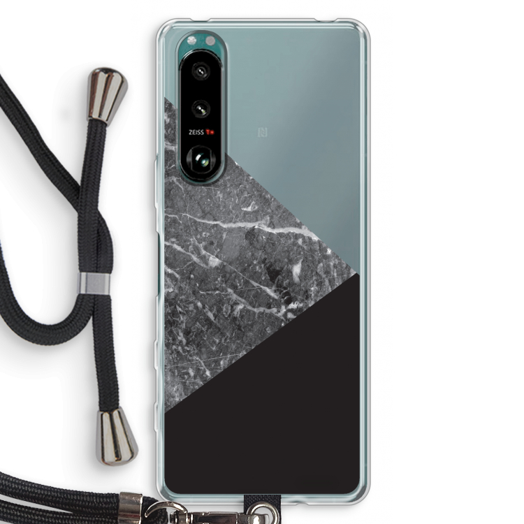 Combinatie marmer: Sony Xperia 5 III Transparant Hoesje met koord