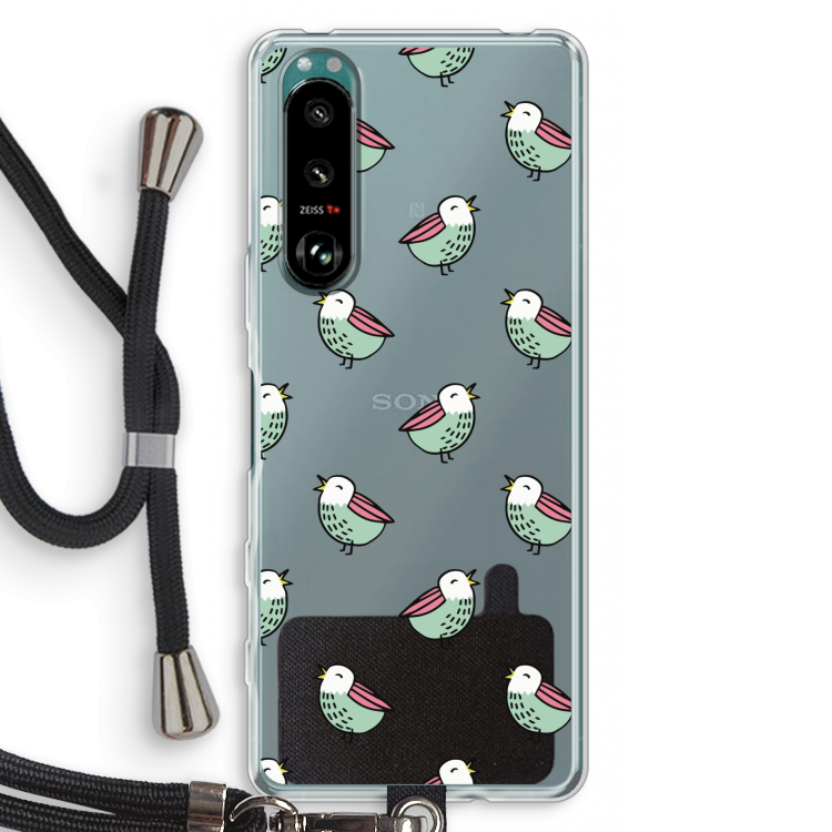 Vogeltjes: Sony Xperia 5 III Transparant Hoesje met koord