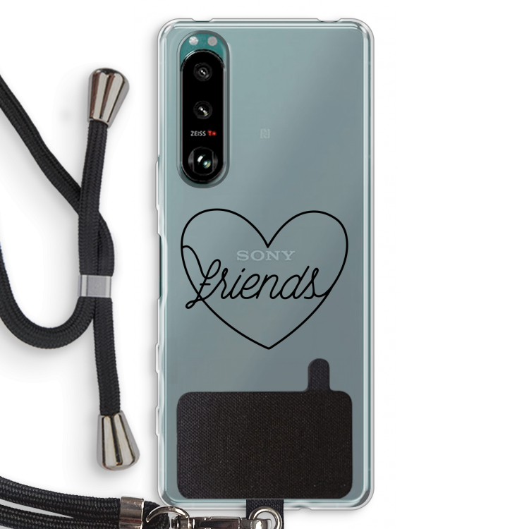 Friends heart black: Sony Xperia 5 III Transparant Hoesje met koord