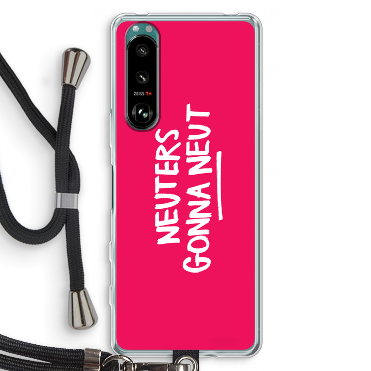 Neuters (roze): Sony Xperia 5 III Transparant Hoesje met koord