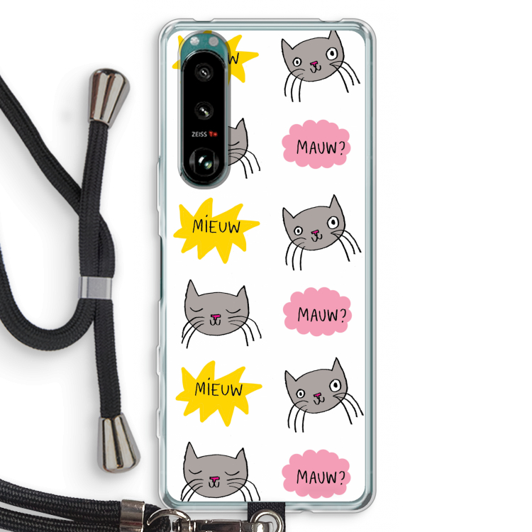 Meow: Sony Xperia 5 III Transparant Hoesje met koord