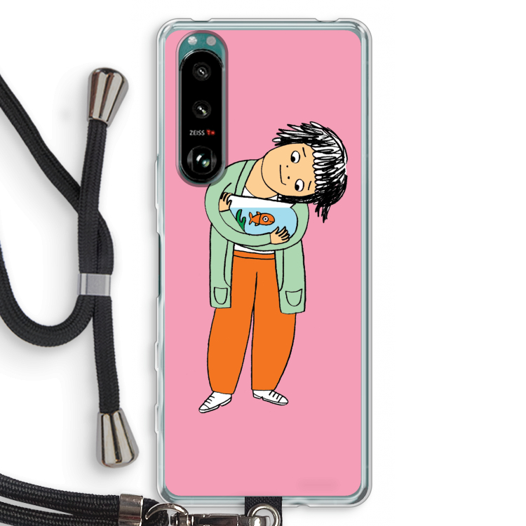 Visknuffel: Sony Xperia 5 III Transparant Hoesje met koord
