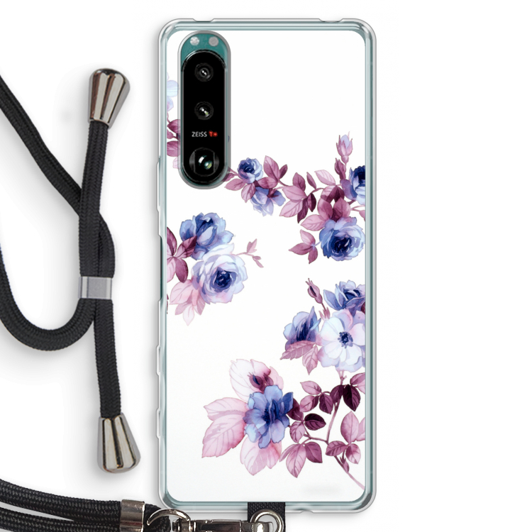 Waterverf bloemen: Sony Xperia 5 III Transparant Hoesje met koord
