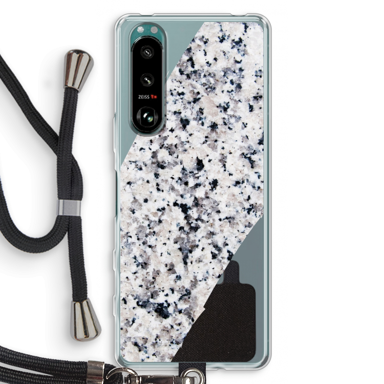 Gespikkelde marmer: Sony Xperia 5 III Transparant Hoesje met koord