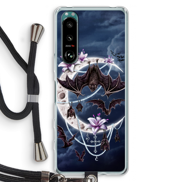 Vleermuizen Maan: Sony Xperia 5 III Transparant Hoesje met koord