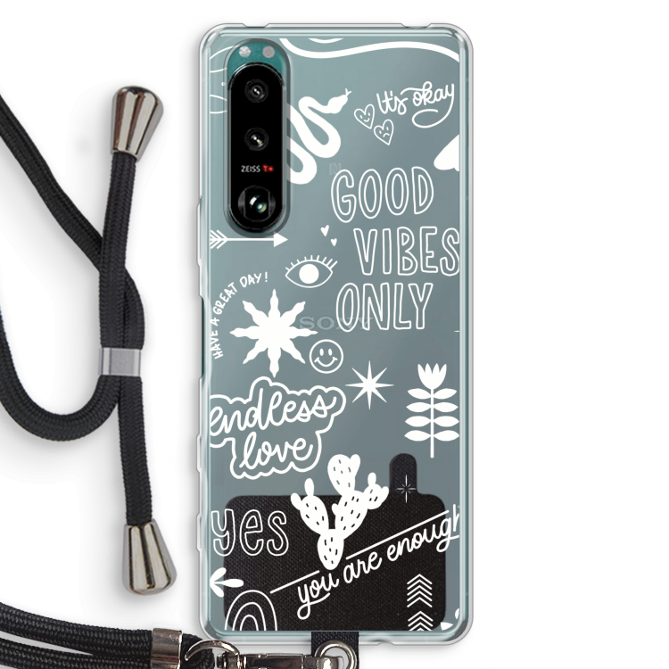 Good vibes: Sony Xperia 5 III Transparant Hoesje met koord