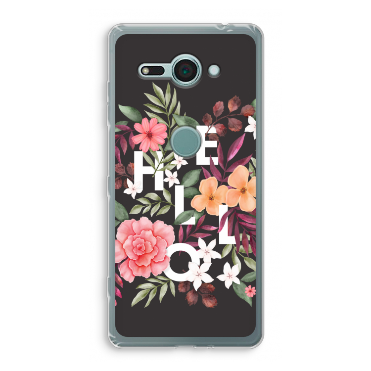 Hello in flowers: Sony Xperia XZ2 Compact Transparant Hoesje