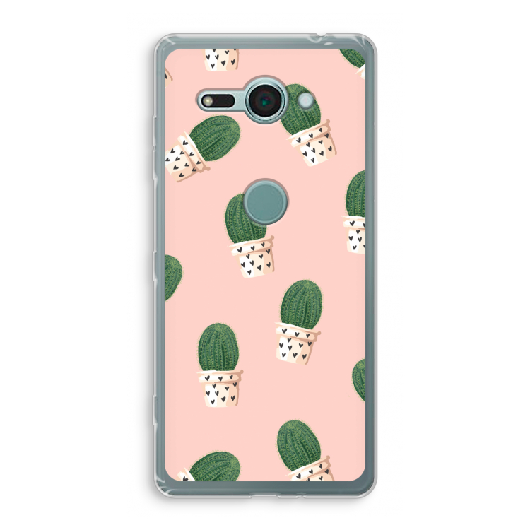 Cactusprint roze: Sony Xperia XZ2 Compact Transparant Hoesje