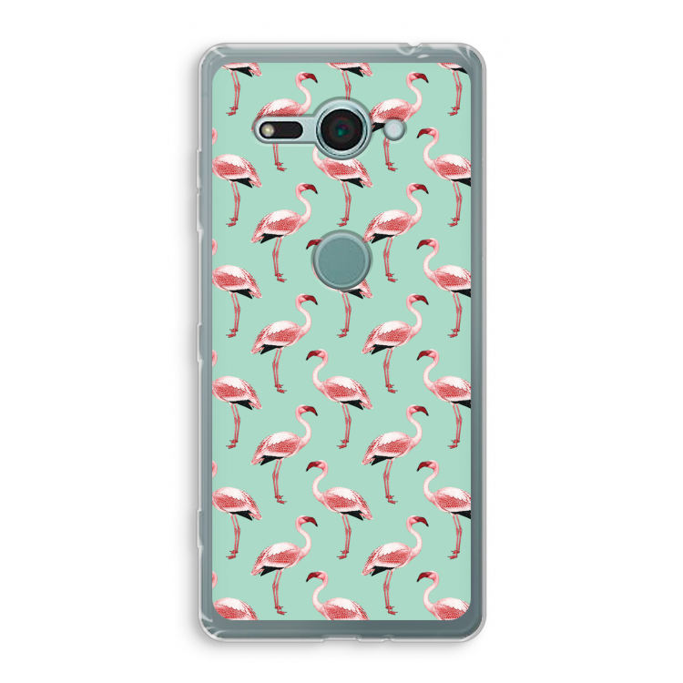 Flamingoprint groen: Sony Xperia XZ2 Compact Transparant Hoesje