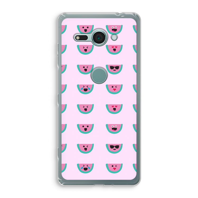 Smiley watermeloenprint: Sony Xperia XZ2 Compact Transparant Hoesje