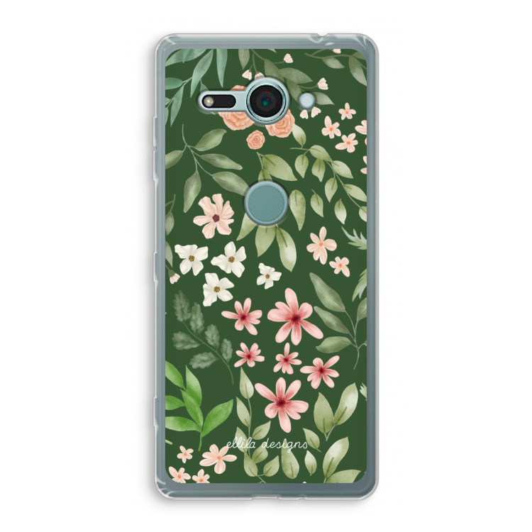 Botanical green sweet flower heaven: Sony Xperia XZ2 Compact Transparant Hoesje