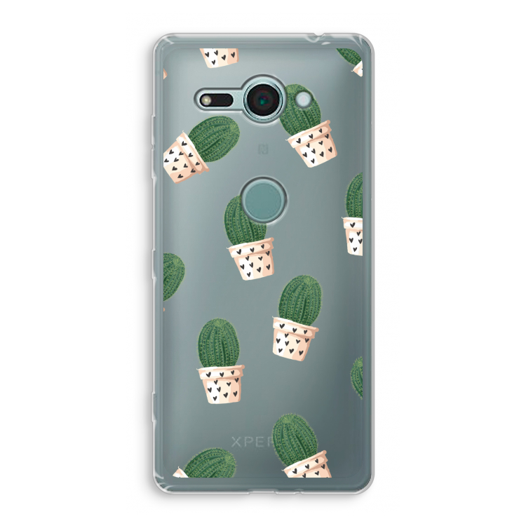 Cactusprint roze: Sony Xperia XZ2 Compact Transparant Hoesje