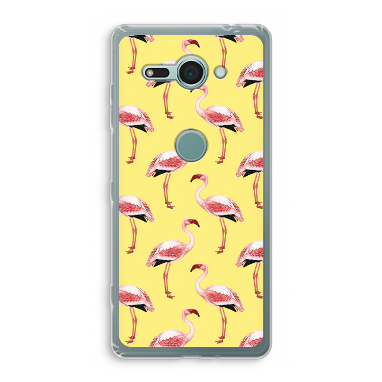 Flamingo's geel: Sony Xperia XZ2 Compact Transparant Hoesje