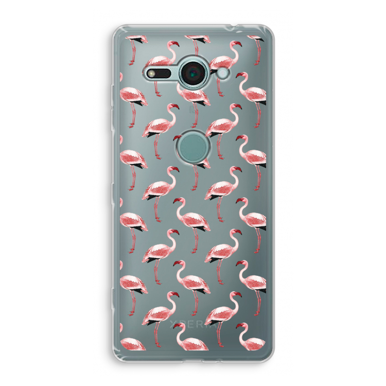 Flamingoprint groen: Sony Xperia XZ2 Compact Transparant Hoesje