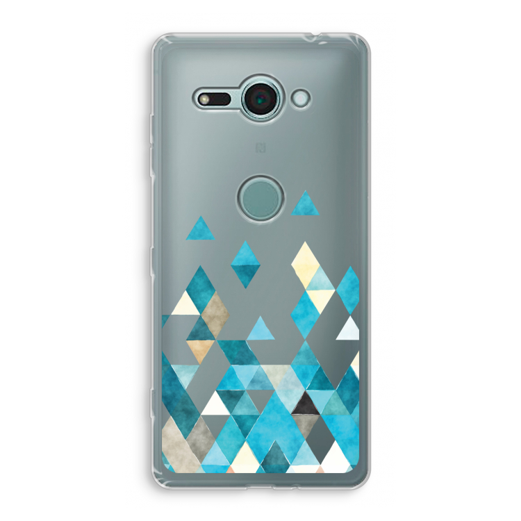 Gekleurde driehoekjes blauw: Sony Xperia XZ2 Compact Transparant Hoesje