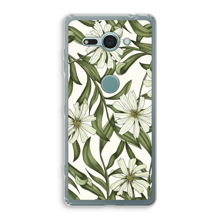 Wit bloemenpatroon: Sony Xperia XZ2 Compact Transparant Hoesje