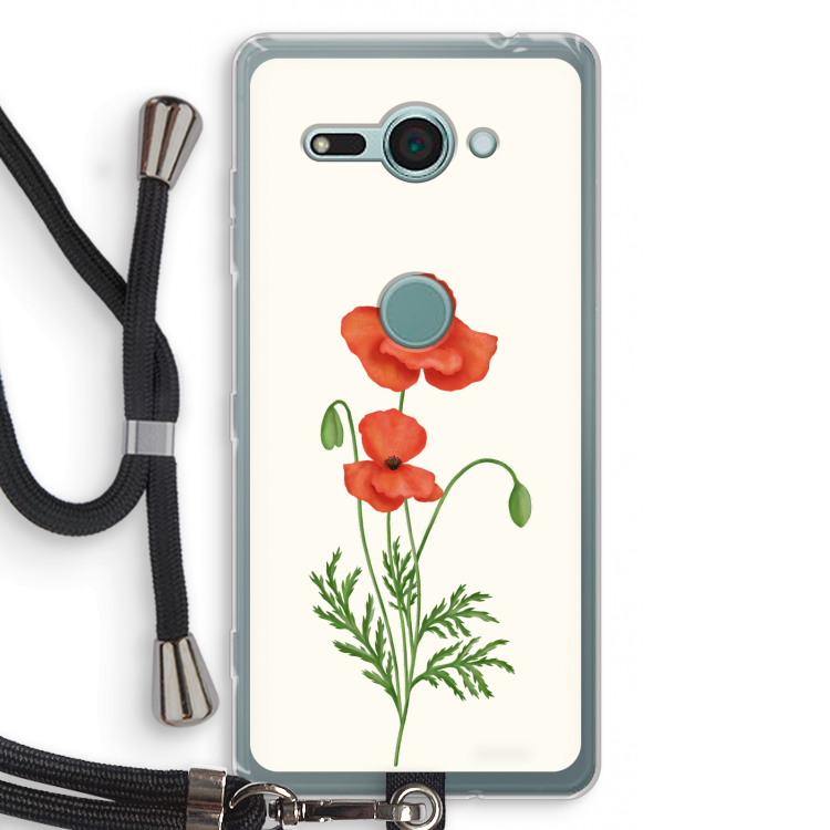 Red poppy: Sony Xperia XZ2 Compact Transparant Hoesje met koord