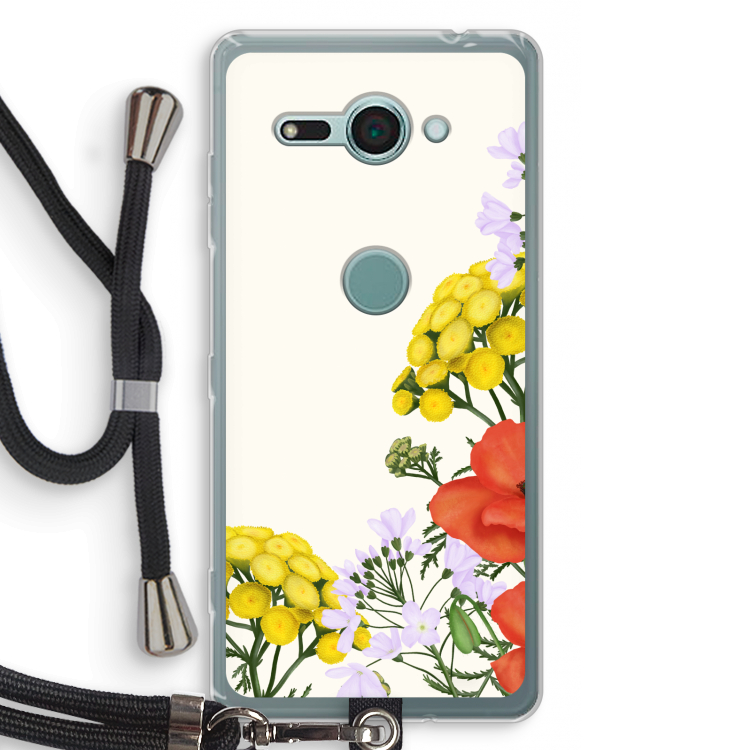 Wilde bloemen: Sony Xperia XZ2 Compact Transparant Hoesje met koord