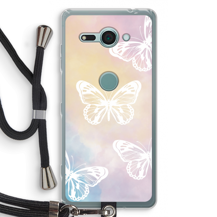 White butterfly: Sony Xperia XZ2 Compact Transparant Hoesje met koord