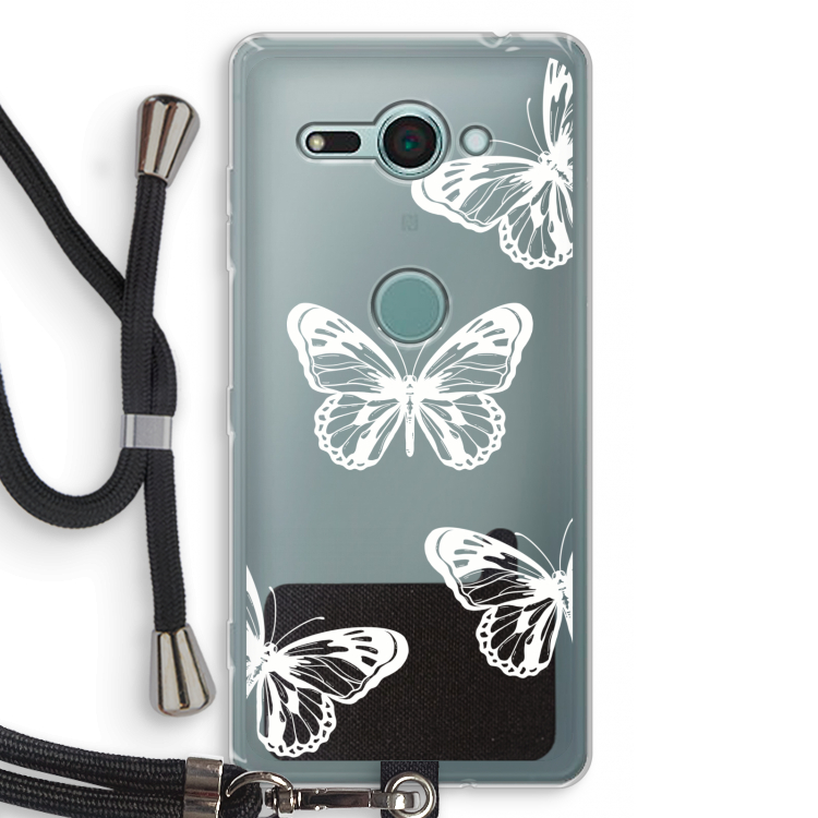 White butterfly: Sony Xperia XZ2 Compact Transparant Hoesje met koord