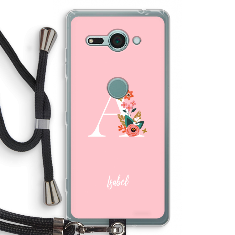 Pink Bouquet: Sony Xperia XZ2 Compact Transparant Hoesje met koord