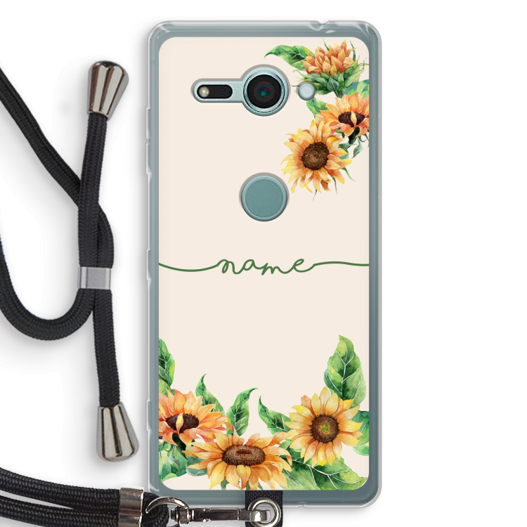 Zonnebloemen: Sony Xperia XZ2 Compact Transparant Hoesje met koord