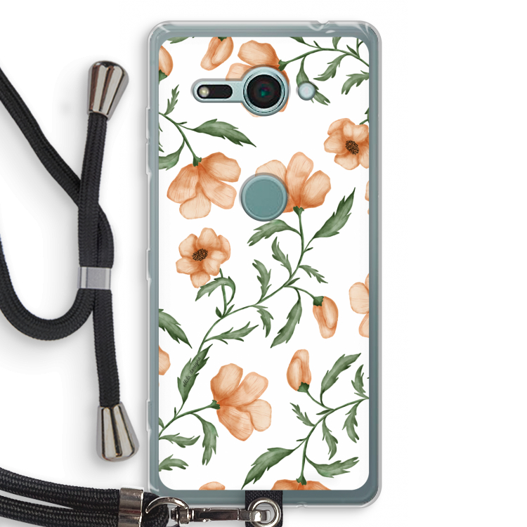 Peachy flowers: Sony Xperia XZ2 Compact Transparant Hoesje met koord