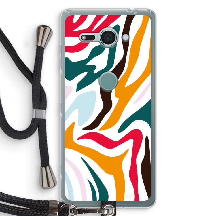 Colored Zebra: Sony Xperia XZ2 Compact Transparant Hoesje met koord