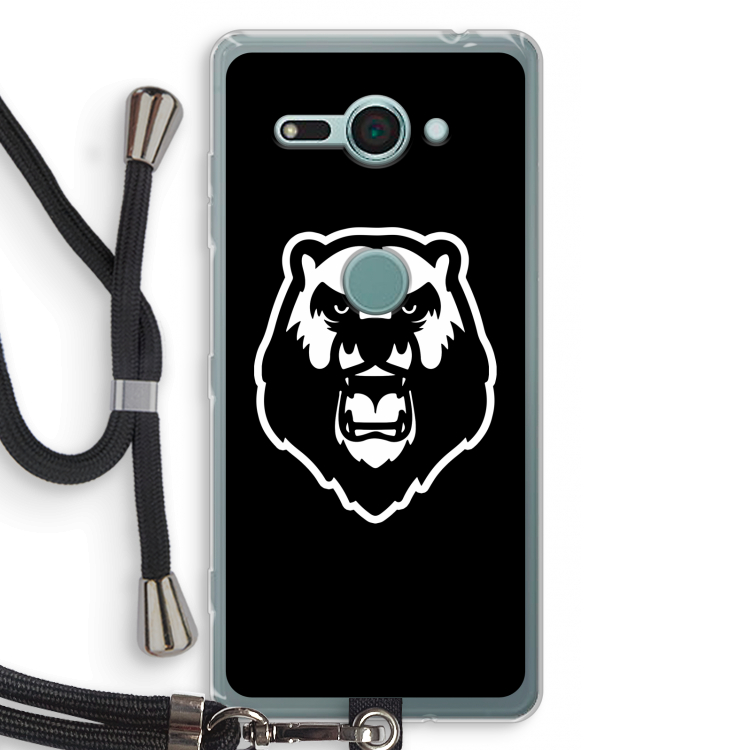 Angry Bear (black): Sony Xperia XZ2 Compact Transparant Hoesje met koord