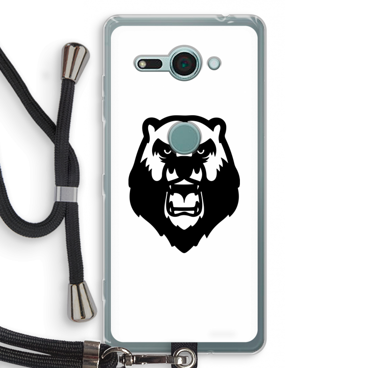 Angry Bear (white): Sony Xperia XZ2 Compact Transparant Hoesje met koord