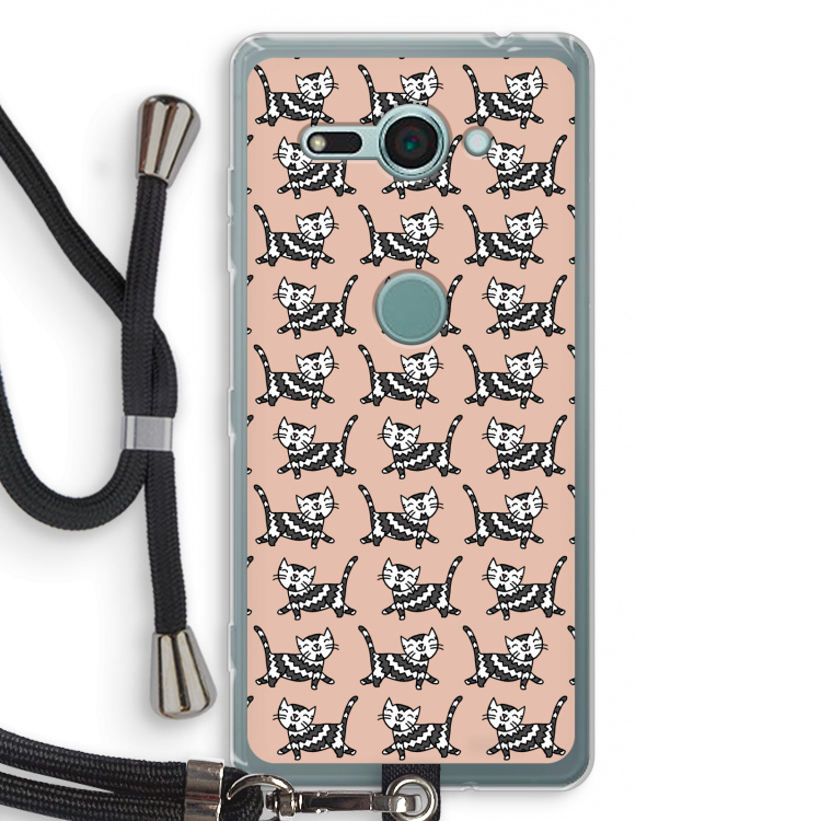 Zwarte poes: Sony Xperia XZ2 Compact Transparant Hoesje met koord