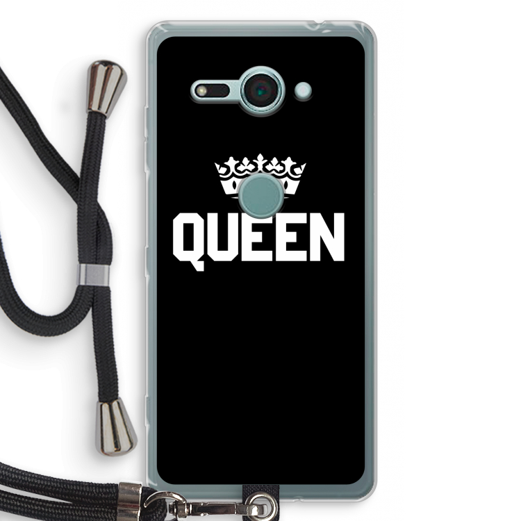 Queen zwart: Sony Xperia XZ2 Compact Transparant Hoesje met koord