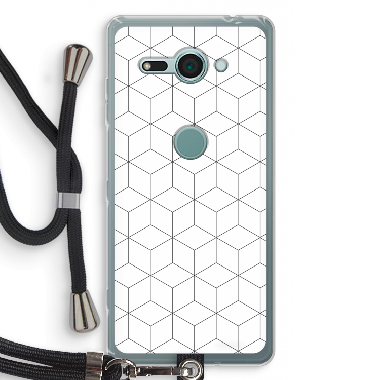 Zwart-witte kubussen: Sony Xperia XZ2 Compact Transparant Hoesje met koord