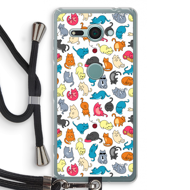 Kleurrijke katten: Sony Xperia XZ2 Compact Transparant Hoesje met koord