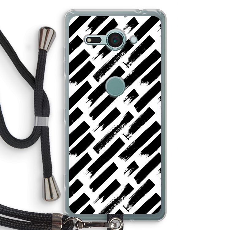 Zwarte vegen: Sony Xperia XZ2 Compact Transparant Hoesje met koord