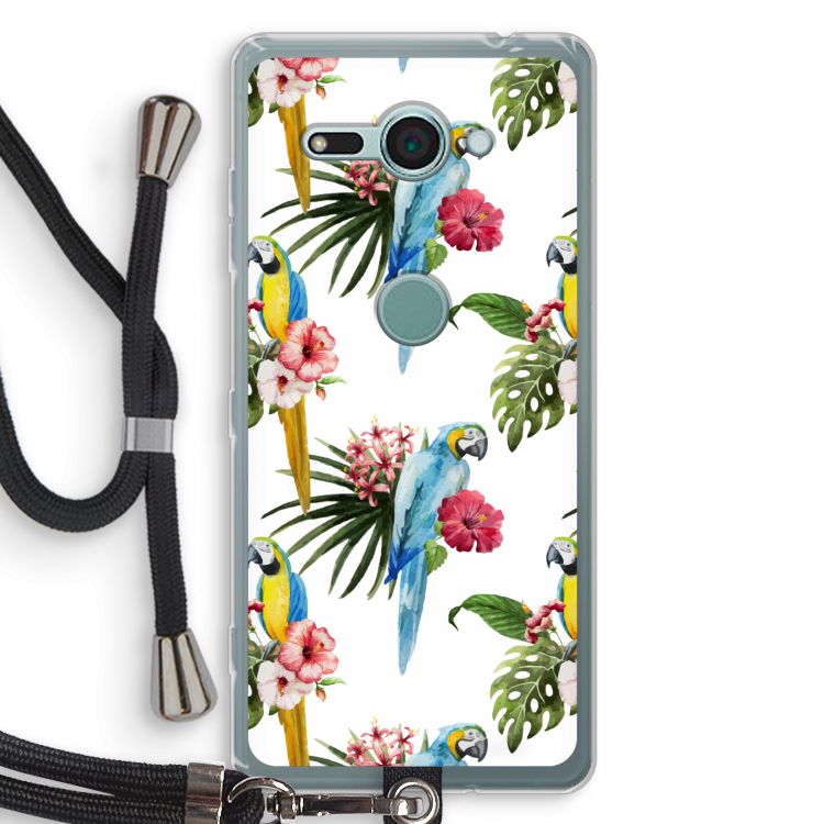 Kleurrijke papegaaien: Sony Xperia XZ2 Compact Transparant Hoesje met koord