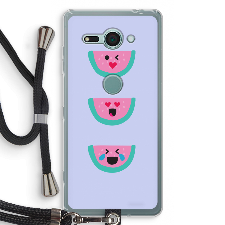 Smiley watermeloen: Sony Xperia XZ2 Compact Transparant Hoesje met koord