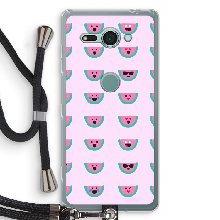 Smiley watermeloenprint: Sony Xperia XZ2 Compact Transparant Hoesje met koord