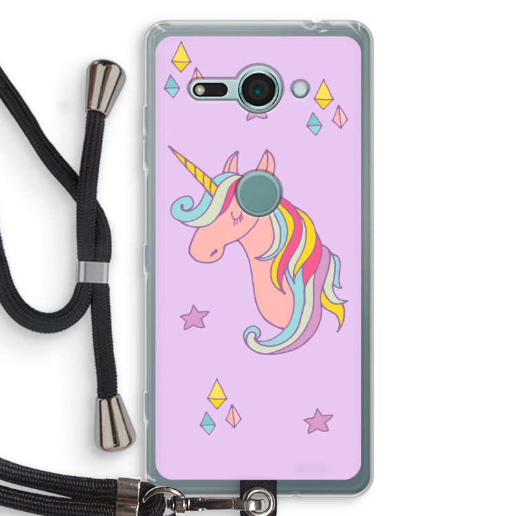 Roze eenhoorn: Sony Xperia XZ2 Compact Transparant Hoesje met koord