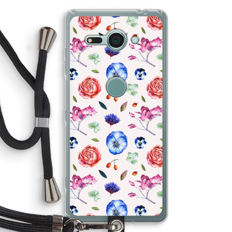 Bloemetjes: Sony Xperia XZ2 Compact Transparant Hoesje met koord