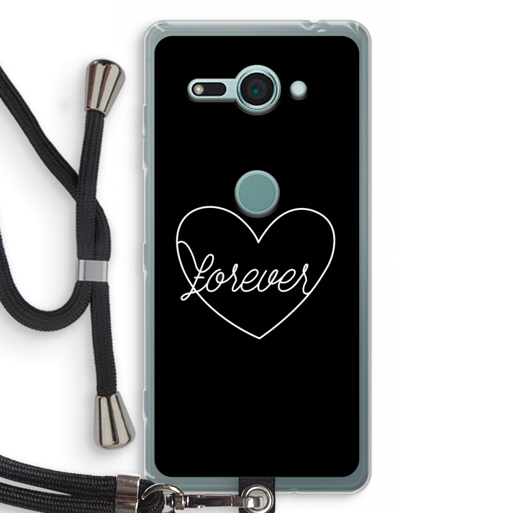 Forever heart black: Sony Xperia XZ2 Compact Transparant Hoesje met koord