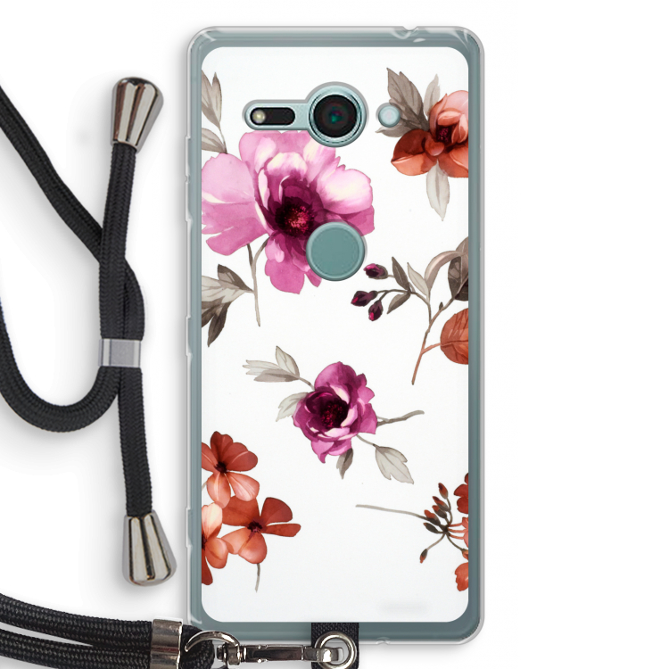 Geschilderde bloemen: Sony Xperia XZ2 Compact Transparant Hoesje met koord