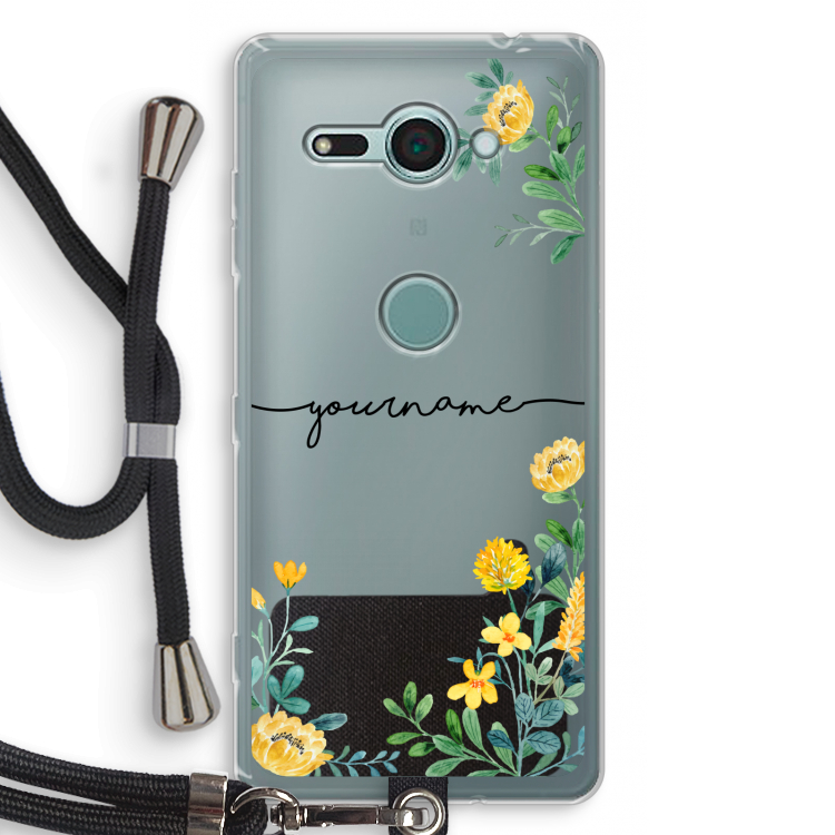 Gele bloemen: Sony Xperia XZ2 Compact Transparant Hoesje met koord