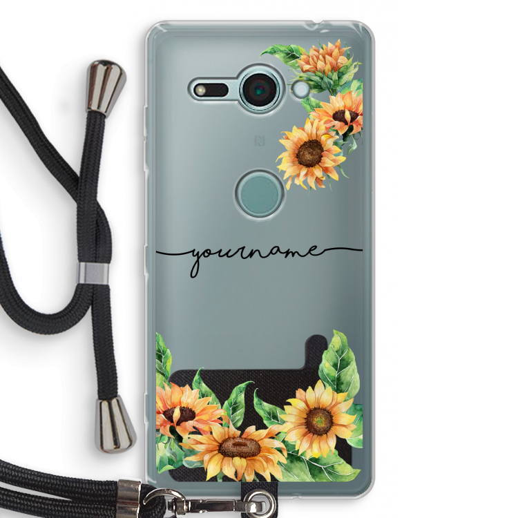 Zonnebloemen: Sony Xperia XZ2 Compact Transparant Hoesje met koord