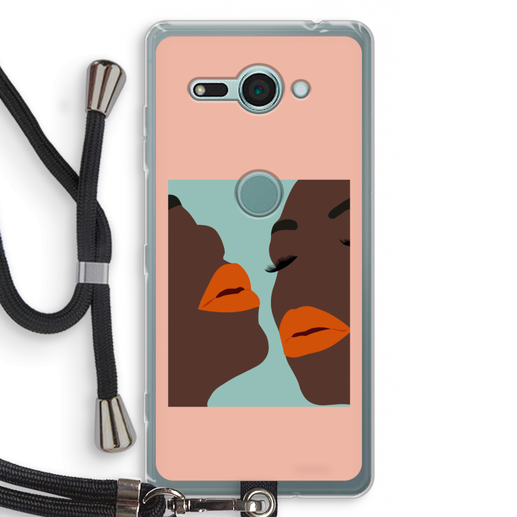 Orange lips: Sony Xperia XZ2 Compact Transparant Hoesje met koord