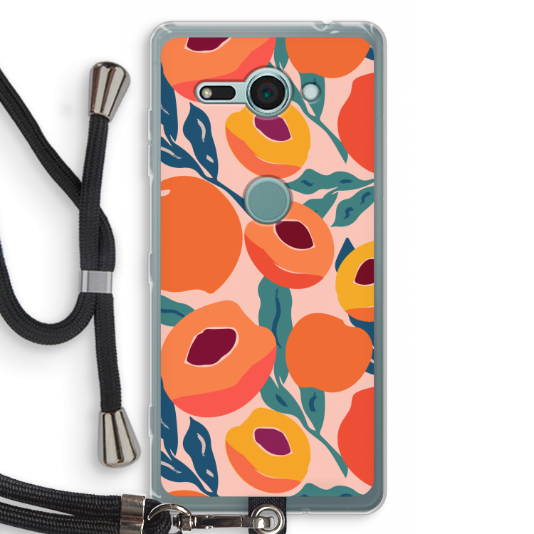 Perzik: Sony Xperia XZ2 Compact Transparant Hoesje met koord